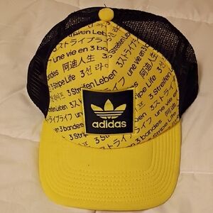 adidas Yellow and Black Graphic Trucker Hat